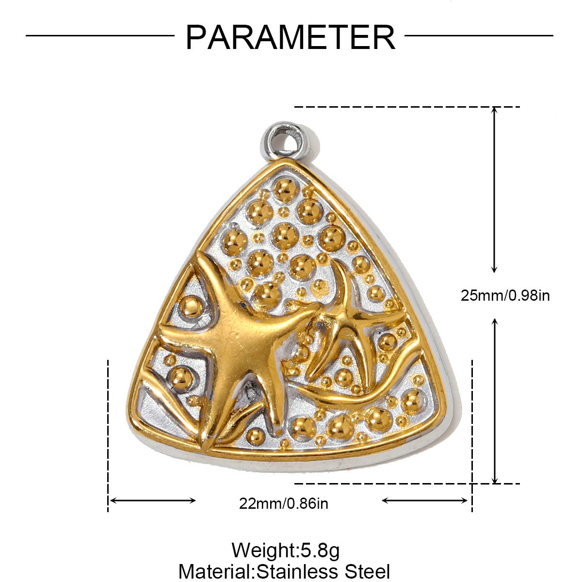 6pcs/pack Stainless Steel Zircon Star Love Heart Necklace Pendant Starfish Rose DIY Bracelets Charm Women Round Jewelry Wholesale