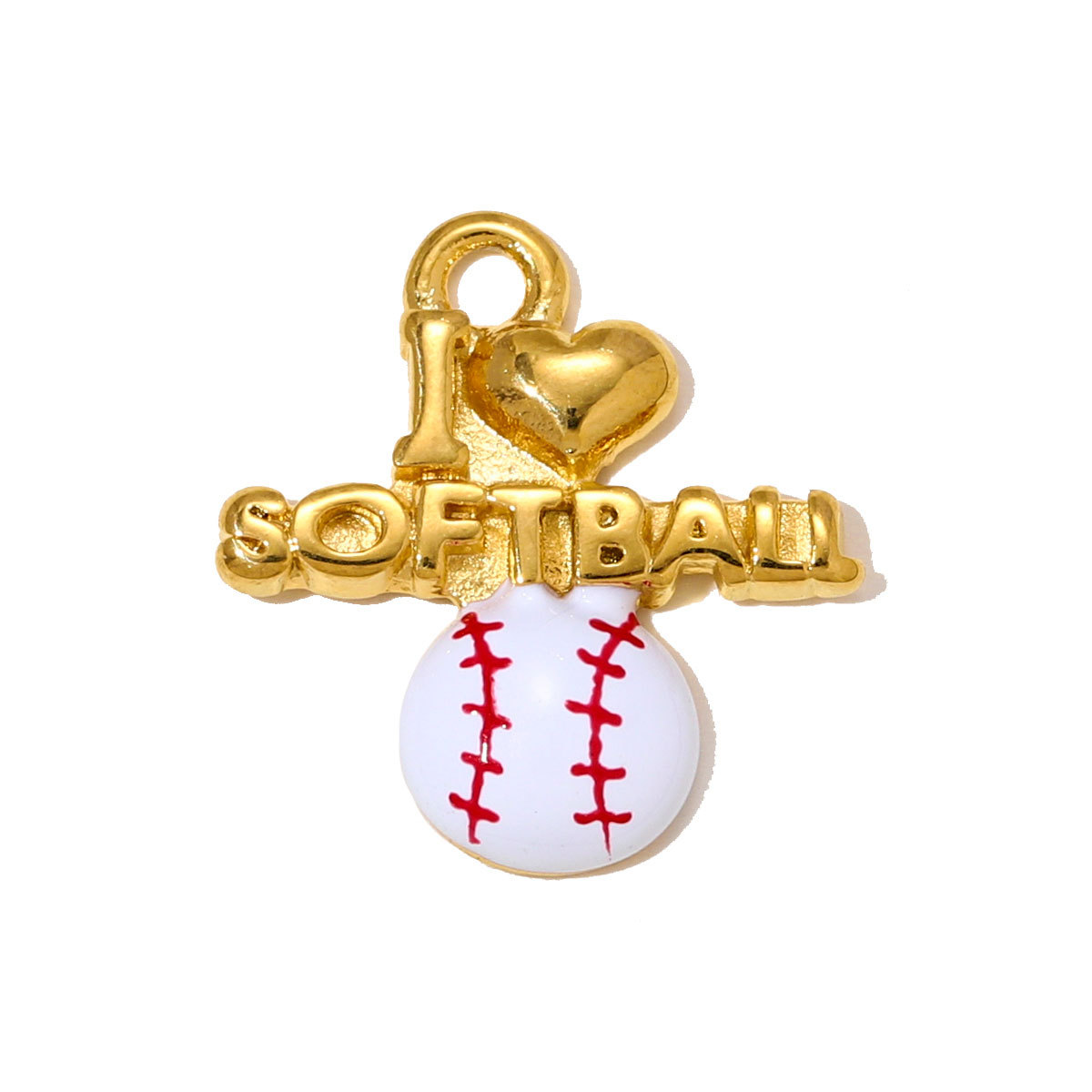 6pcs/pack Stainless Steel Enamel American Softball Necklace Pendant Rugby DIY Bracelets Charm Women Love Sport Jewelry Wholesale