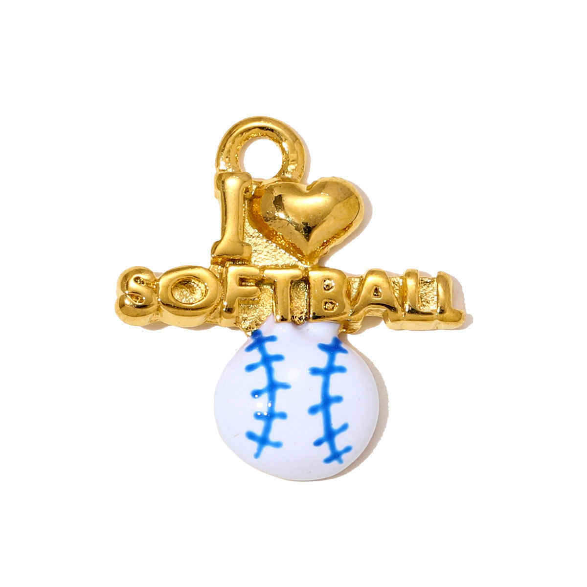 6pcs/pack Stainless Steel Enamel American Softball Necklace Pendant Rugby DIY Bracelets Charm Women Love Sport Jewelry Wholesale