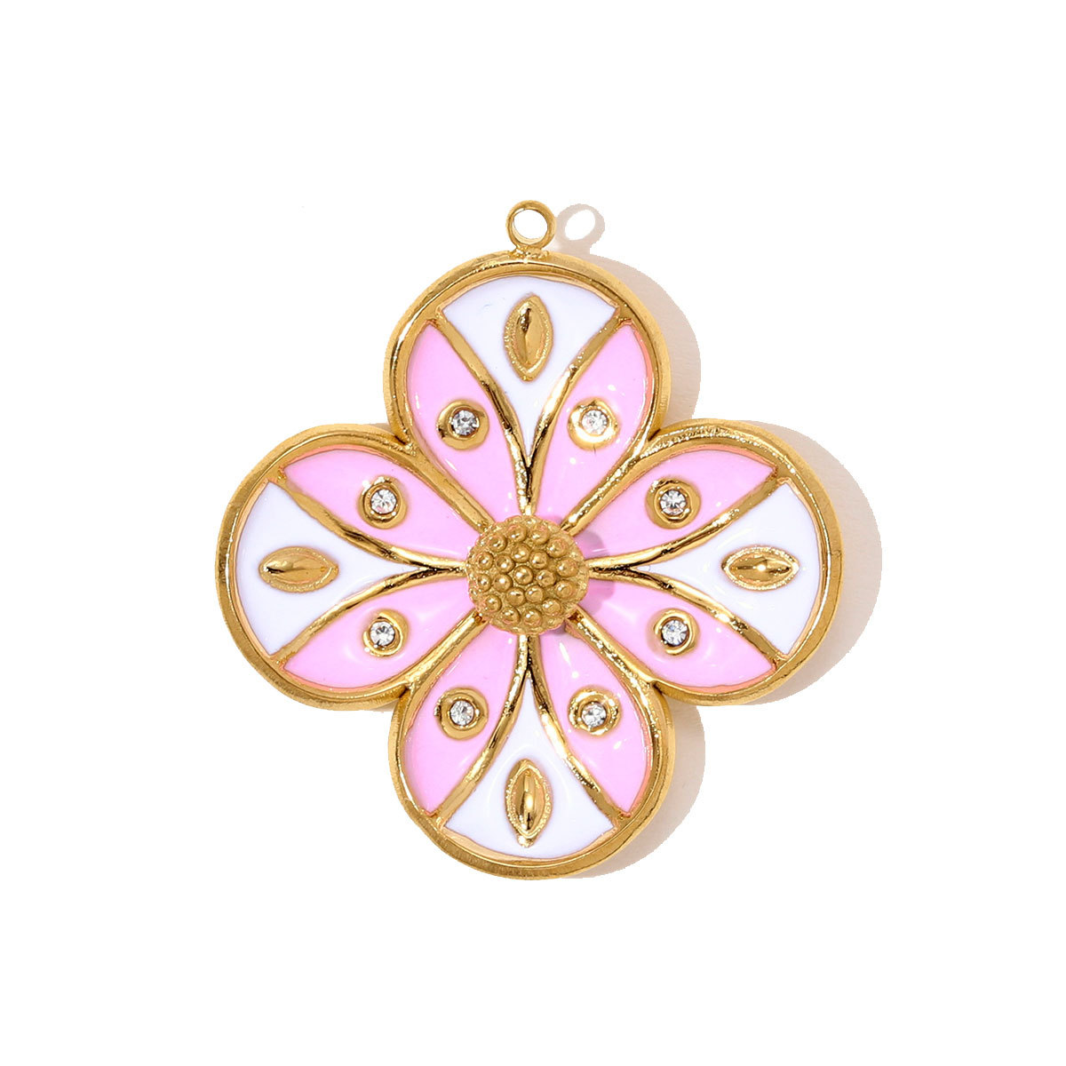 6pcs/pack Stainless Steel Rhinestone Clover Flower Necklace Pendant Enamel Kite Candy DIY Earring Charm Women Heart Jewelry Wholesale