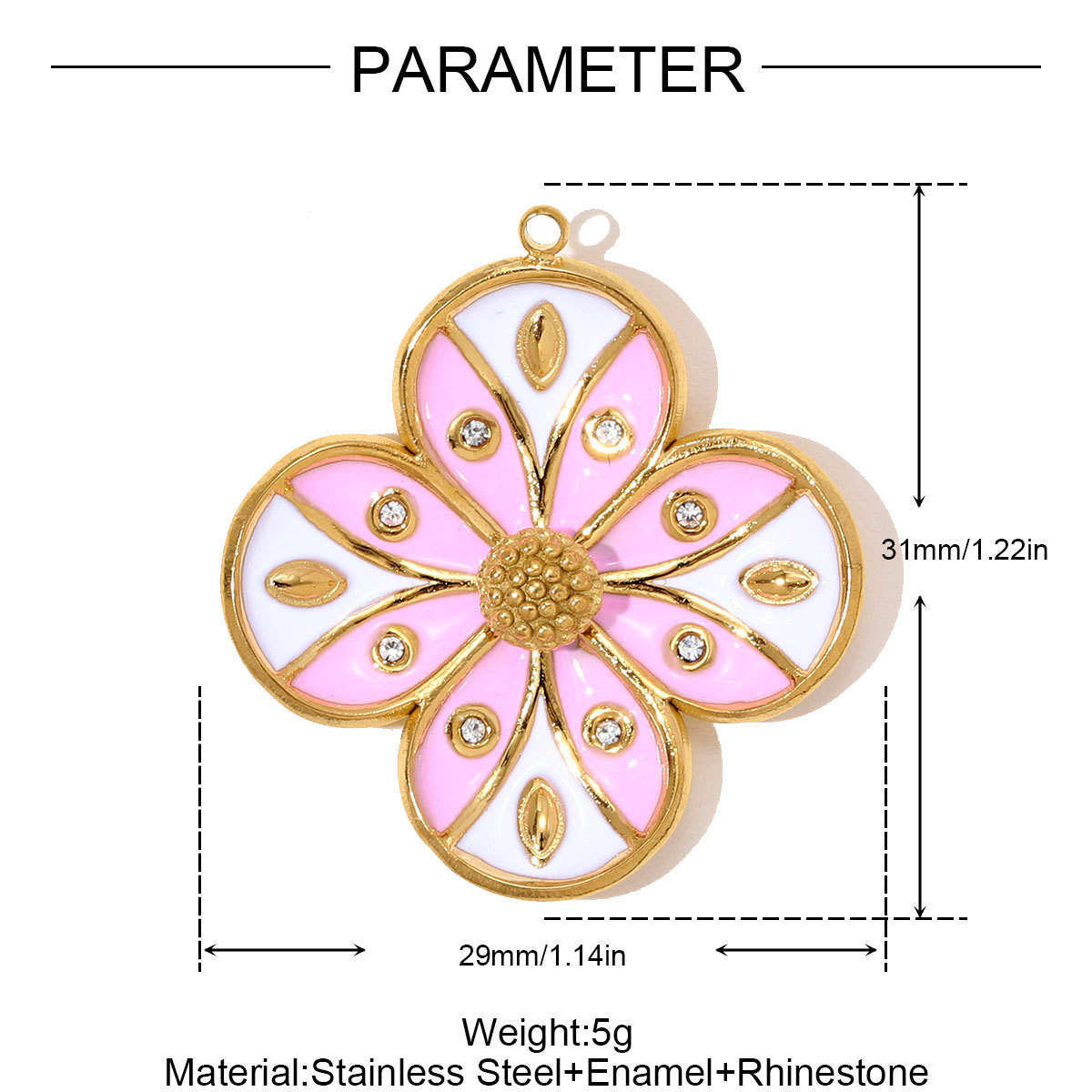 6pcs/pack Stainless Steel Rhinestone Clover Flower Necklace Pendant Enamel Kite Candy DIY Earring Charm Women Heart Jewelry Wholesale