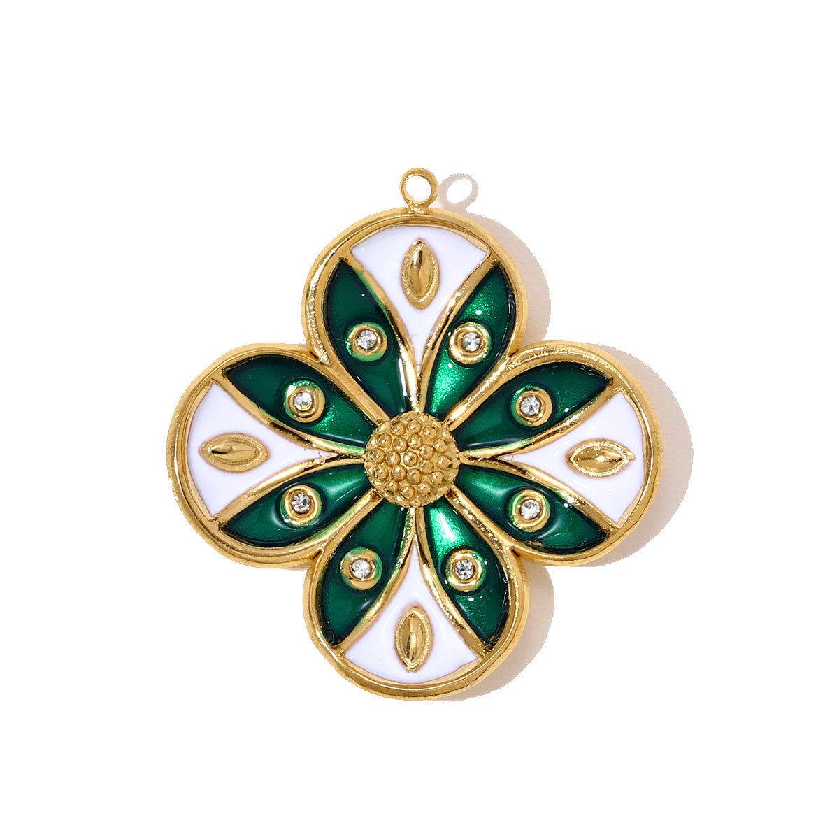 6pcs/pack Stainless Steel Rhinestone Clover Flower Necklace Pendant Enamel Kite Candy DIY Earring Charm Women Heart Jewelry Wholesale