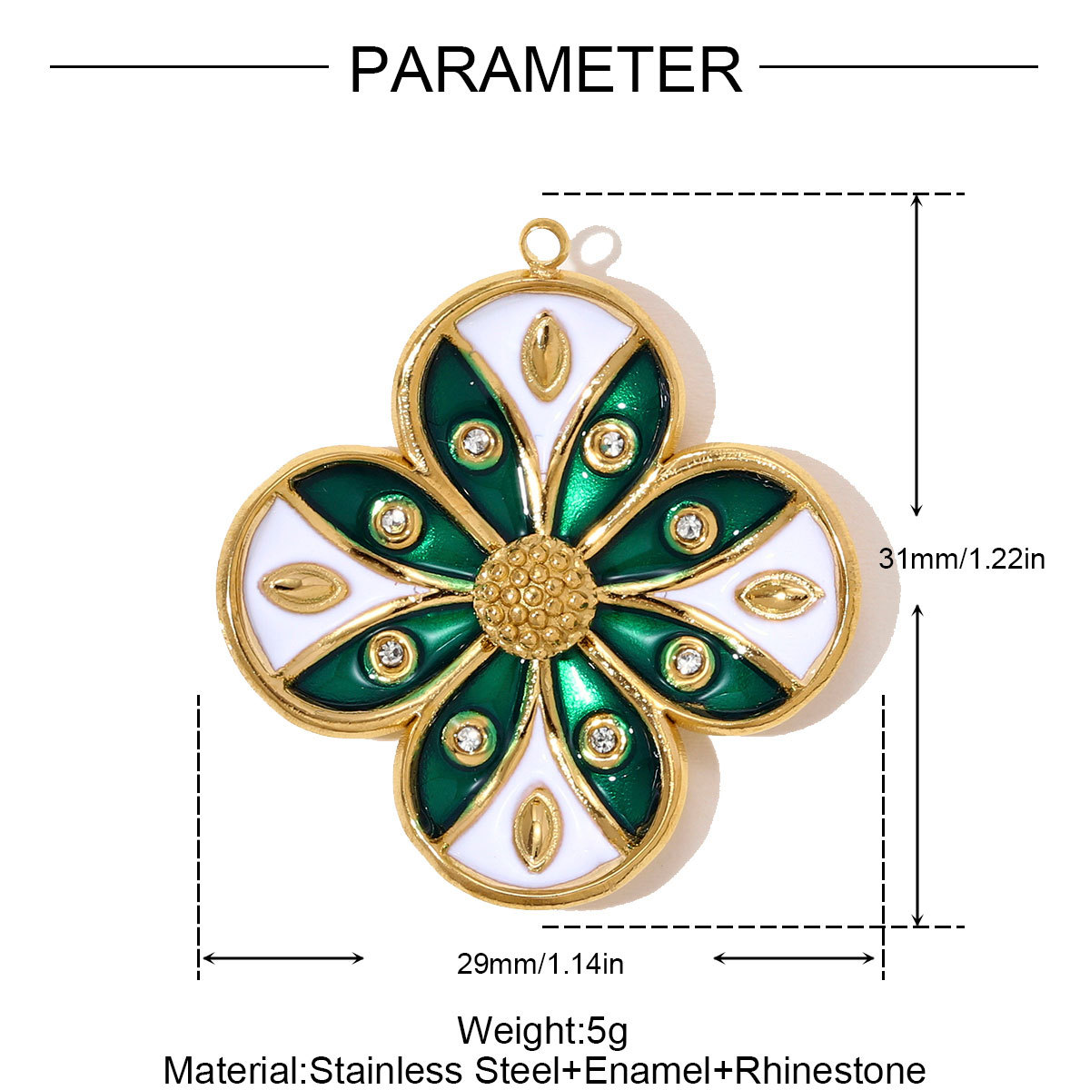 6pcs/pack Stainless Steel Rhinestone Clover Flower Necklace Pendant Enamel Kite Candy DIY Earring Charm Women Heart Jewelry Wholesale