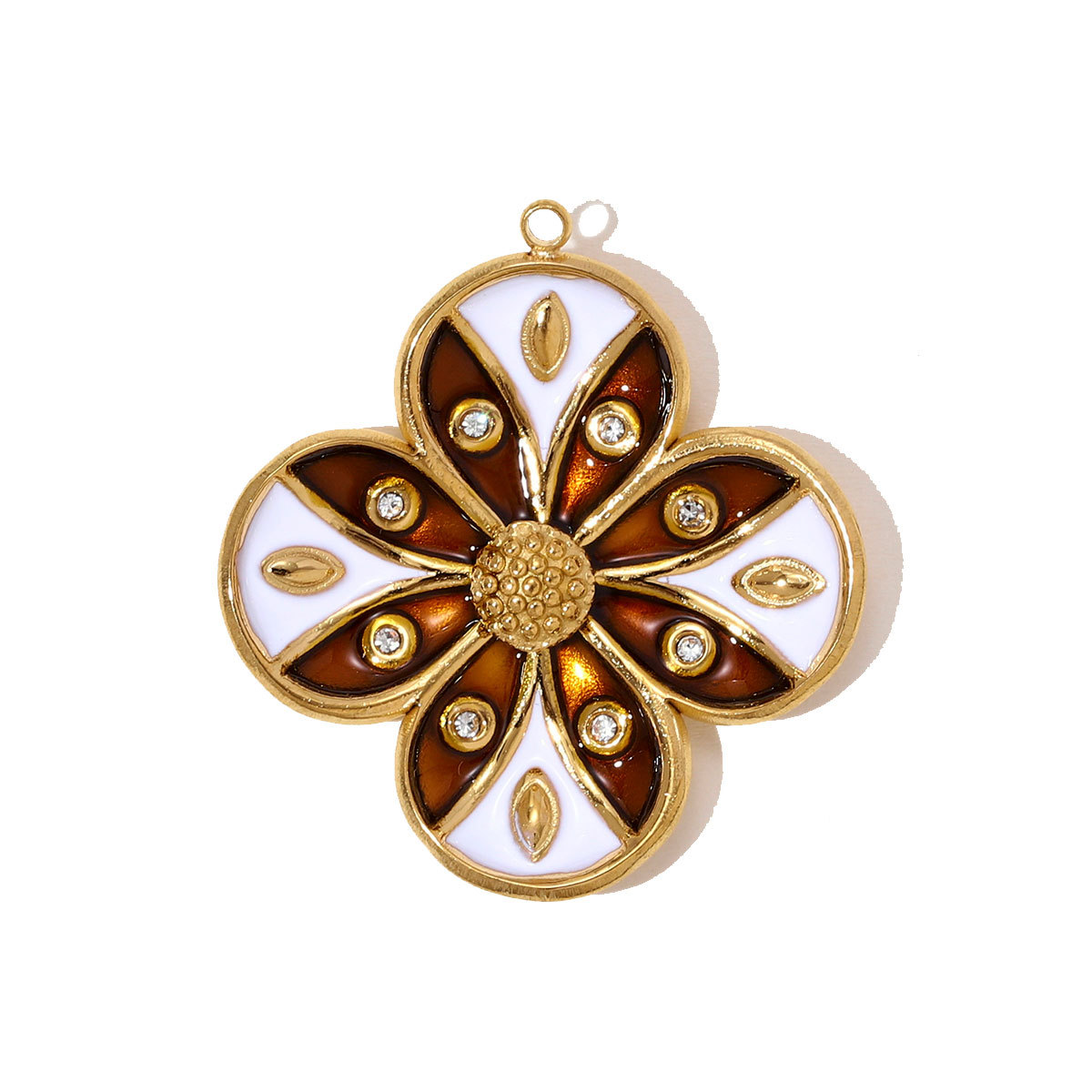 6pcs/pack Stainless Steel Rhinestone Clover Flower Necklace Pendant Enamel Kite Candy DIY Earring Charm Women Heart Jewelry Wholesale