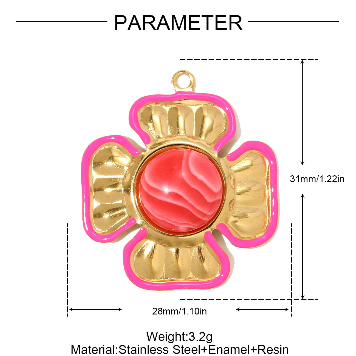 6pcs/pack Stainless Steel Rhinestone Clover Flower Necklace Pendant Enamel Kite Candy DIY Earring Charm Women Heart Jewelry Wholesale
