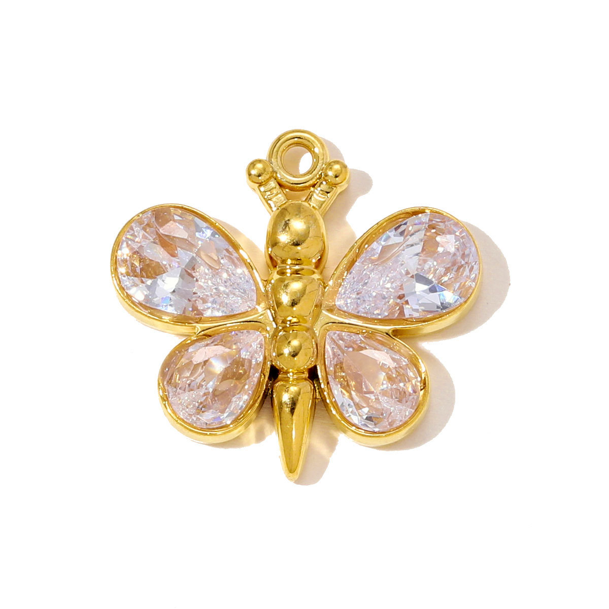 6pcs/pack Stainless Steel Hollow Evil Eye Necklace Pendants Crystal Butterfly DIY Earring Charms Women Enamel Flower Jewelry Wholesale