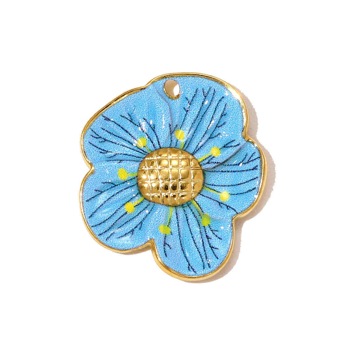 6pcs/pack Stainless Steel Hollow Evil Eye Necklace Pendants Crystal Butterfly DIY Earring Charms Women Enamel Flower Jewelry Wholesale