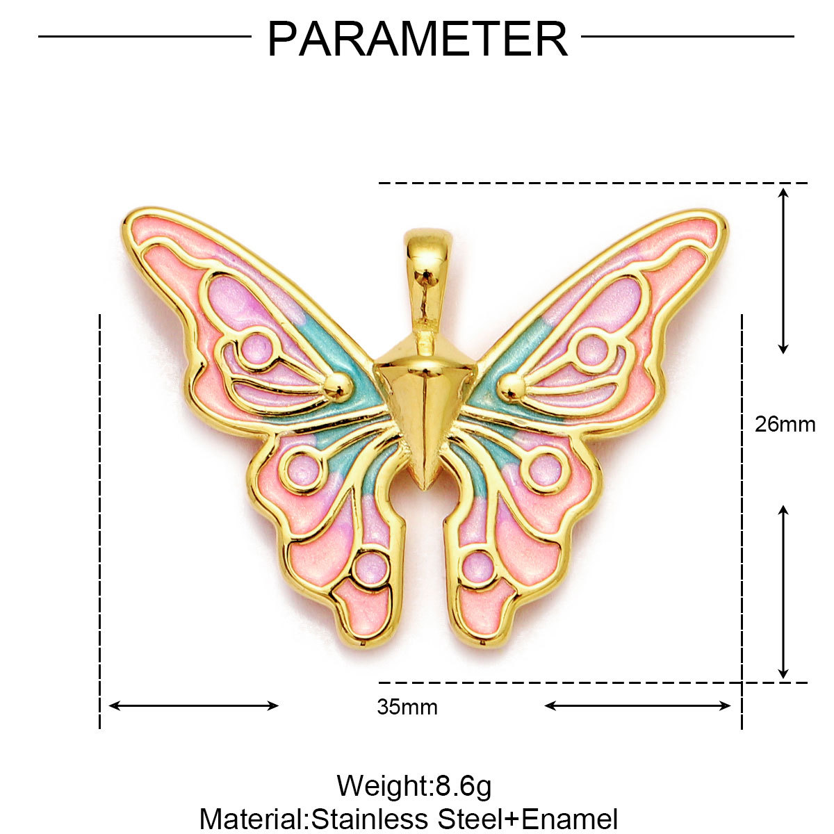 6pcs/pack Enamel Butterfly Stainless Steel DIY Earring Charm Wholesale CactuLeaf Watermelon Necklace Pendant Woman Flower Jewelry