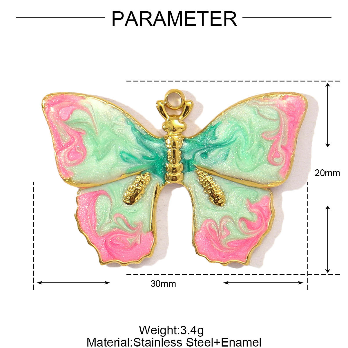 6pcs/pack Enamel Butterfly Stainless Steel DIY Earring Charm Wholesale CactuLeaf Watermelon Necklace Pendant Woman Flower Jewelry