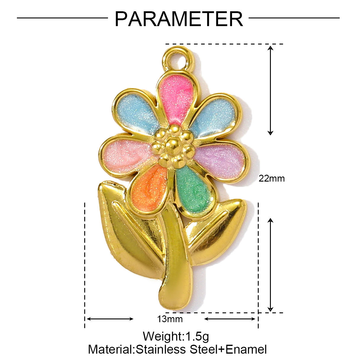 6pcs/pack Enamel Butterfly Stainless Steel DIY Earring Charm Wholesale CactuLeaf Watermelon Necklace Pendant Woman Flower Jewelry