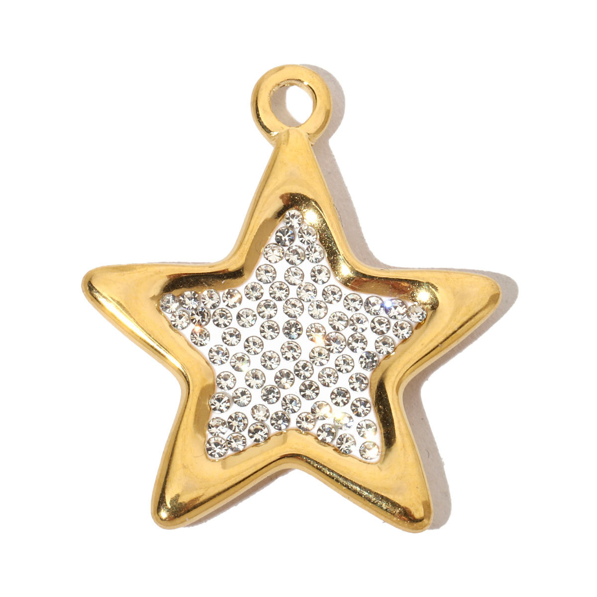 6pcs/pack Stainless Steel Rhinestone Star Clover Eagle DIY Charms Heart Moon Cross Necklace Pendants Woman Wolf Tooth Jewelry