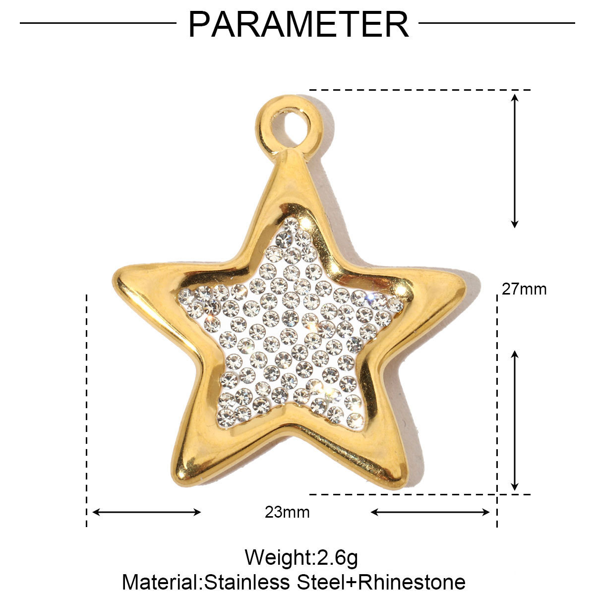 6pcs/pack Stainless Steel Rhinestone Star Clover Eagle DIY Charms Heart Moon Cross Necklace Pendants Woman Wolf Tooth Jewelry