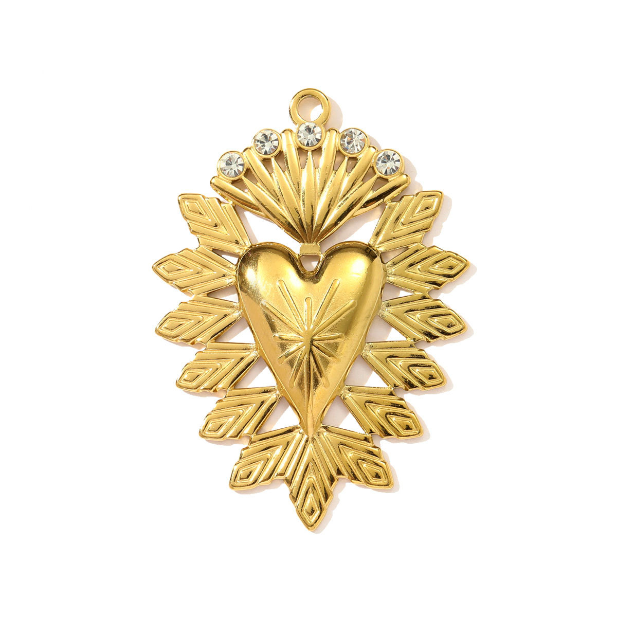 6pcs/pack Stainless Steel Rhinestone Star Clover Eagle DIY Charms Heart Moon Cross Necklace Pendants Woman Wolf Tooth Jewelry