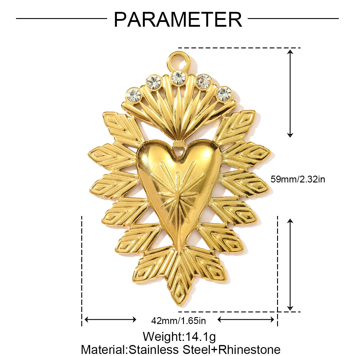 6pcs/pack Stainless Steel Rhinestone Star Clover Eagle DIY Charms Heart Moon Cross Necklace Pendants Woman Wolf Tooth Jewelry