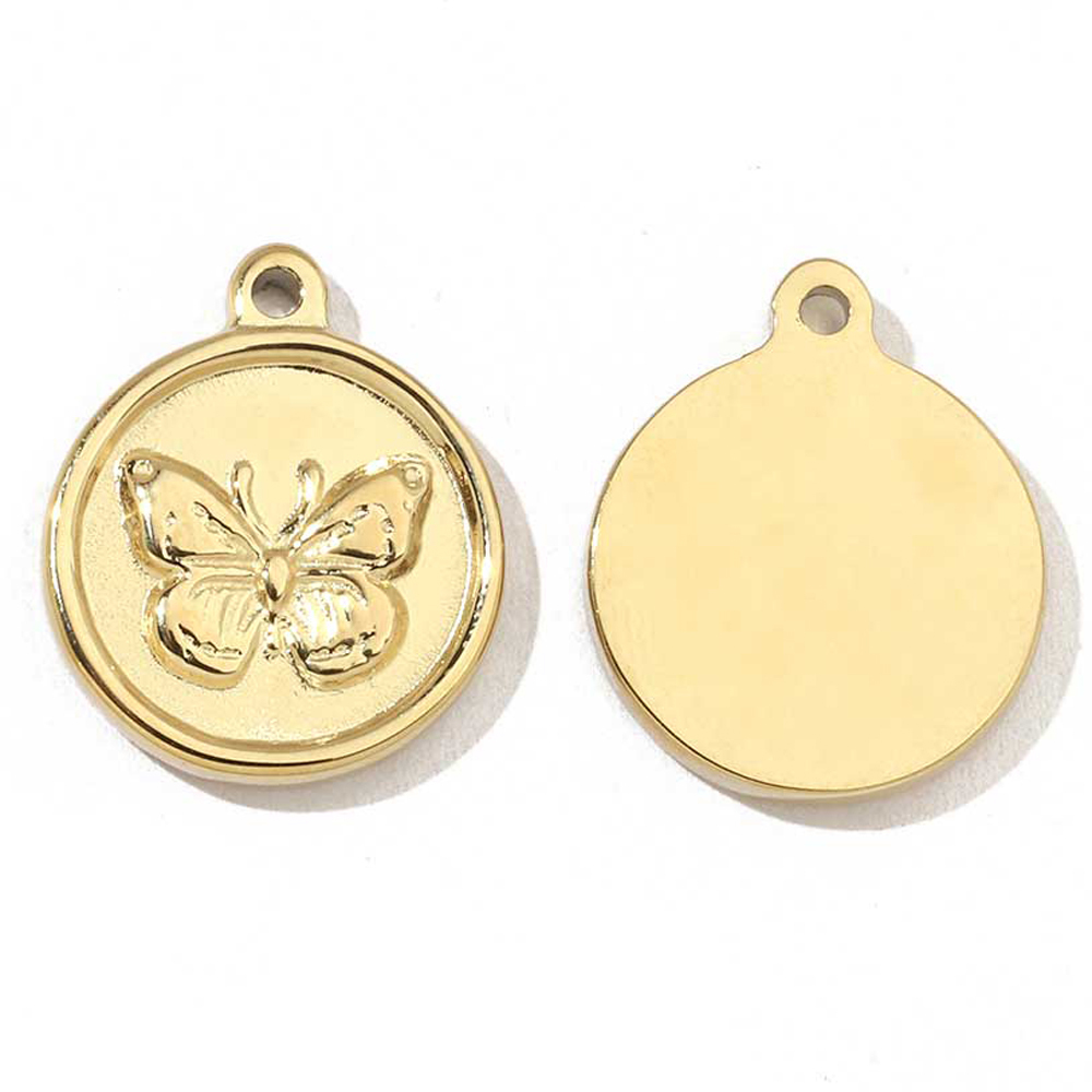 6pcs/pack Stainless Steel Waterdrop Evil Eye Angel DIY Charms Round Shell Sun Butterfly Necklace Pendants Woman Jewelry Wholesale