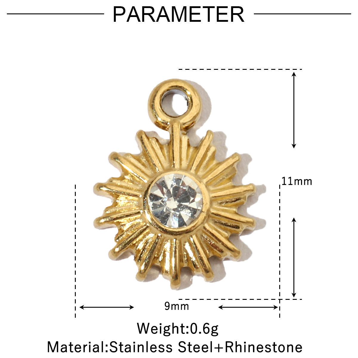 6pcs/pack Stainless Steel Waterdrop Evil Eye Angel DIY Charms Round Shell Sun Butterfly Necklace Pendants Woman Jewelry Wholesale