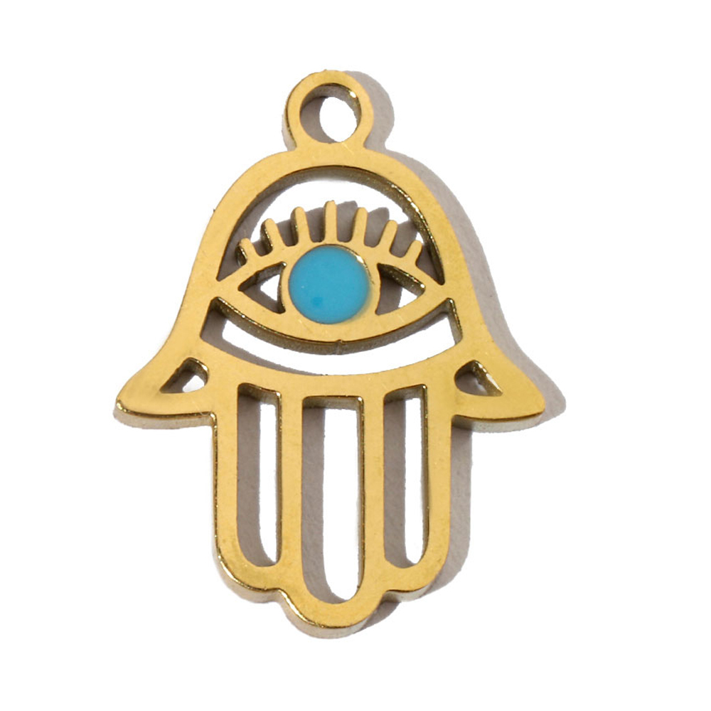 6pcs/pack Stainless Steel Waterdrop Evil Eye Angel DIY Charms Round Shell Sun Butterfly Necklace Pendants Woman Jewelry Wholesale