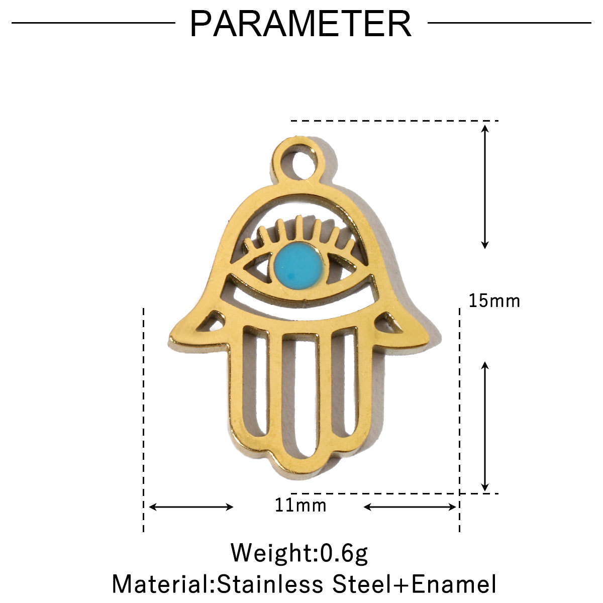 6pcs/pack Stainless Steel Waterdrop Evil Eye Angel DIY Charms Round Shell Sun Butterfly Necklace Pendants Woman Jewelry Wholesale