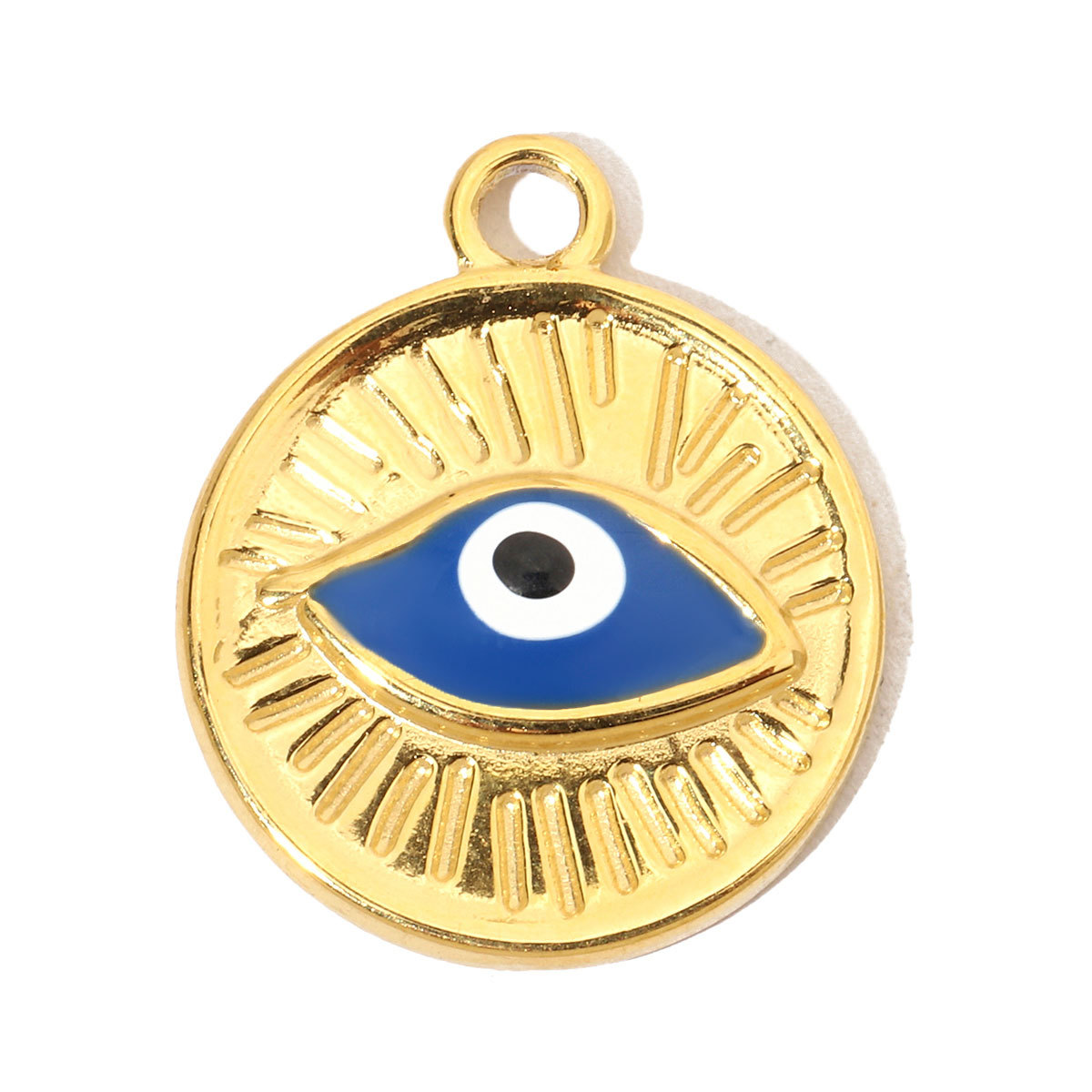 6pcs/pack French Enamel Evil Eye Stainless Steel Diy Charms Women Natural Stone Round Necklace Pendant Sun Jewelry