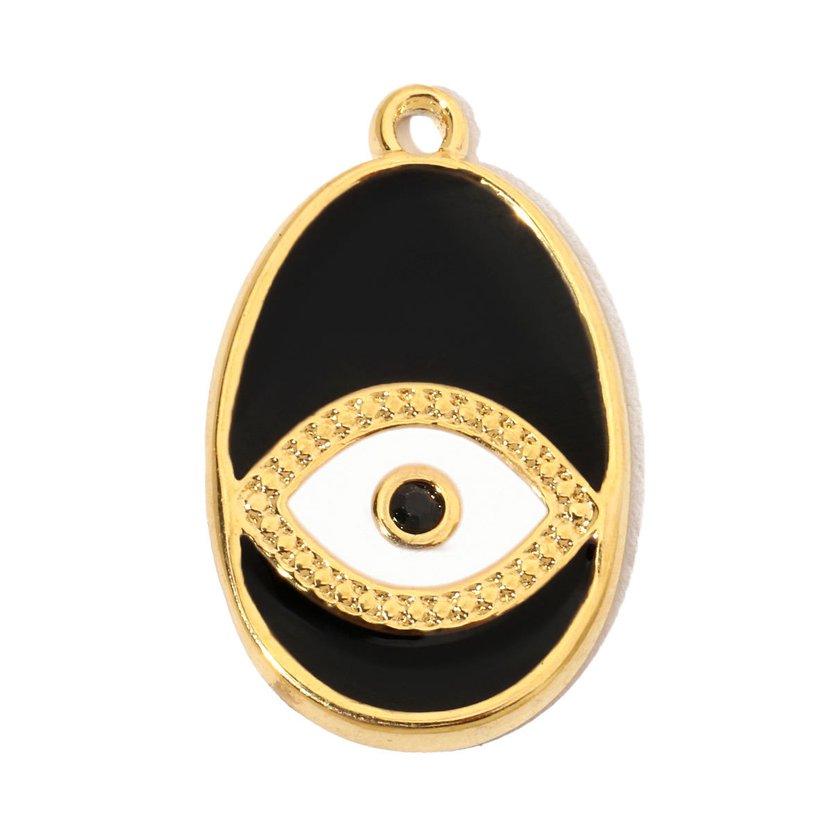6pcs/pack French Enamel Evil Eye Stainless Steel Diy Charms Women Natural Stone Round Necklace Pendant Sun Jewelry