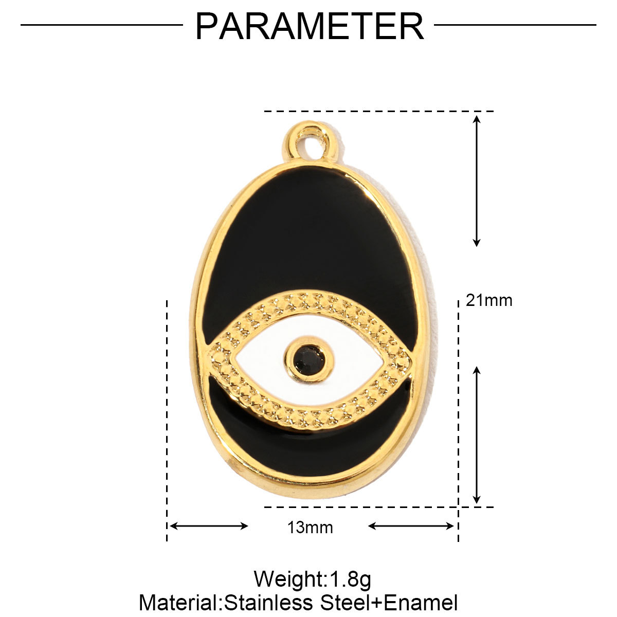 6pcs/pack French Enamel Evil Eye Stainless Steel Diy Charms Women Natural Stone Round Necklace Pendant Sun Jewelry