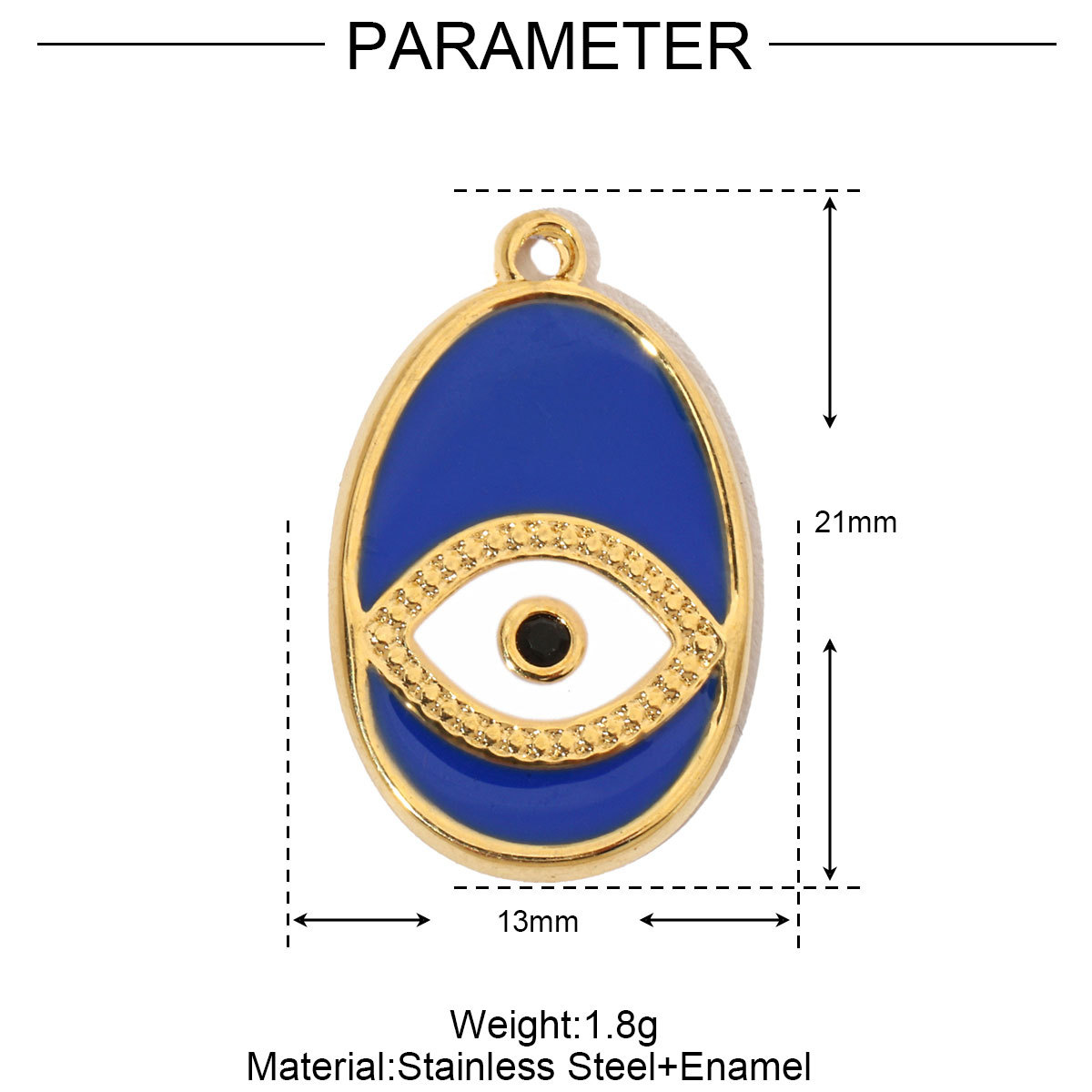 6pcs/pack French Enamel Evil Eye Stainless Steel Diy Charms Women Natural Stone Round Necklace Pendant Sun Jewelry