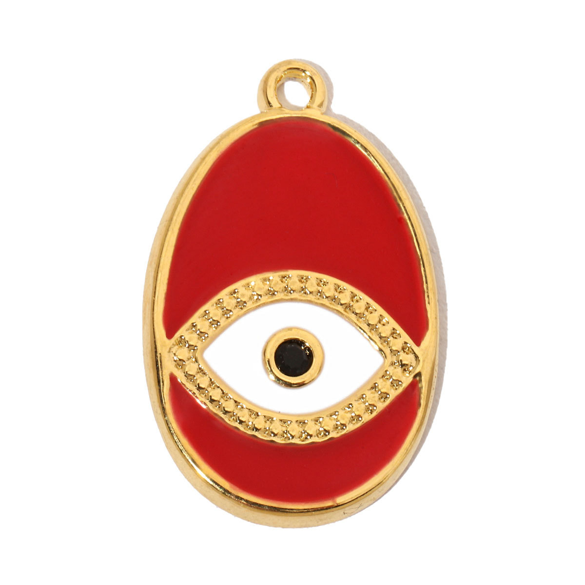 6pcs/pack French Enamel Evil Eye Stainless Steel Diy Charms Women Natural Stone Round Necklace Pendant Sun Jewelry