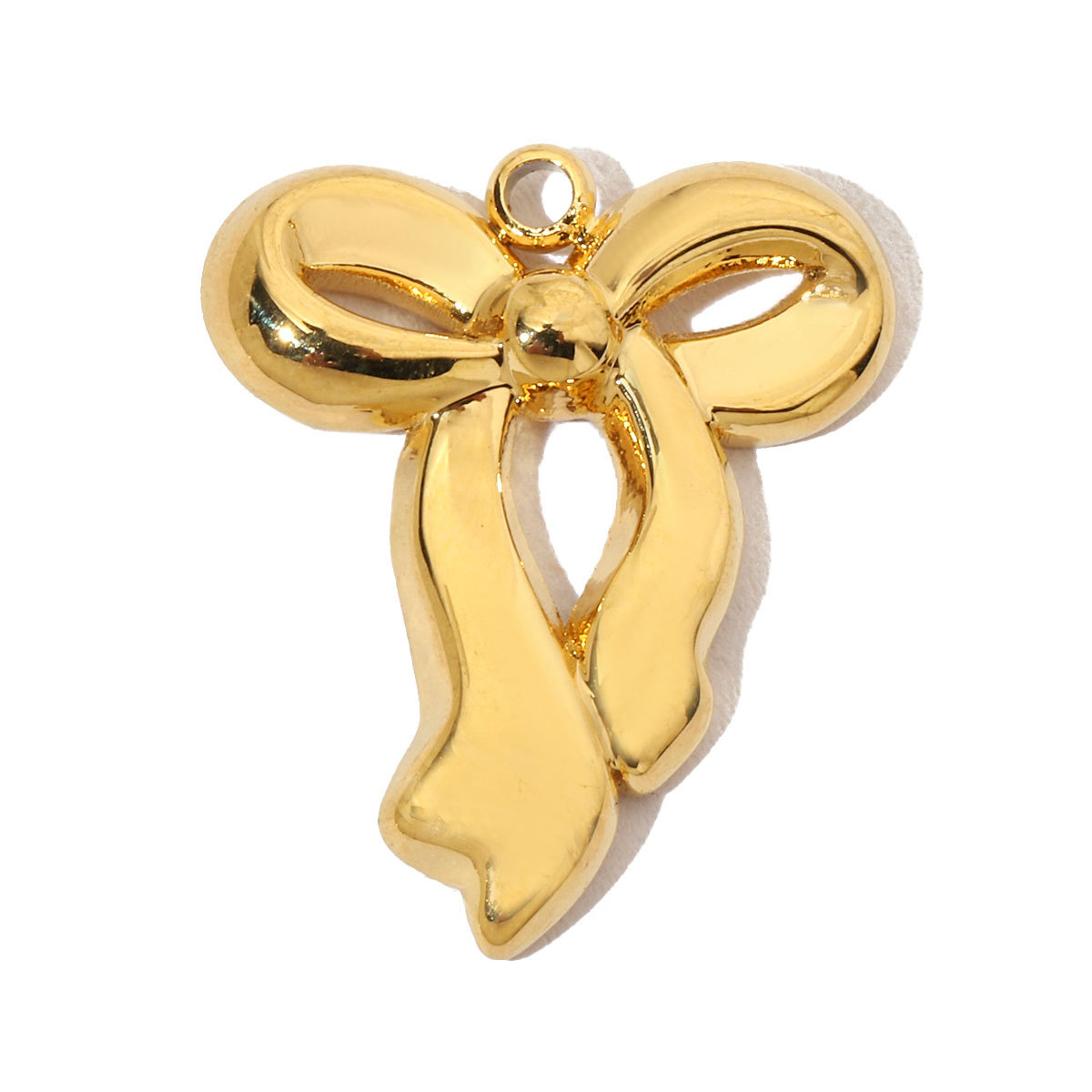 6pcs/pack French Bowknot Stainless Steel Diy Charms Women Two Tone Bear Bracelet Pendant Circle Necklace Jewelry