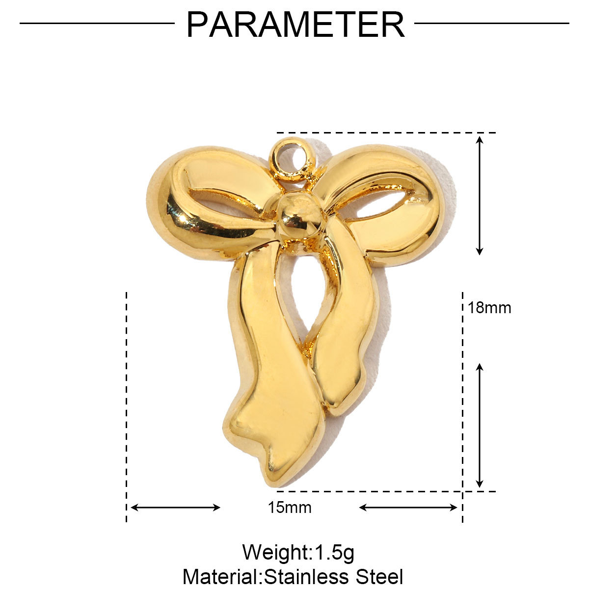 6pcs/pack French Bowknot Stainless Steel Diy Charms Women Two Tone Bear Bracelet Pendant Circle Necklace Jewelry