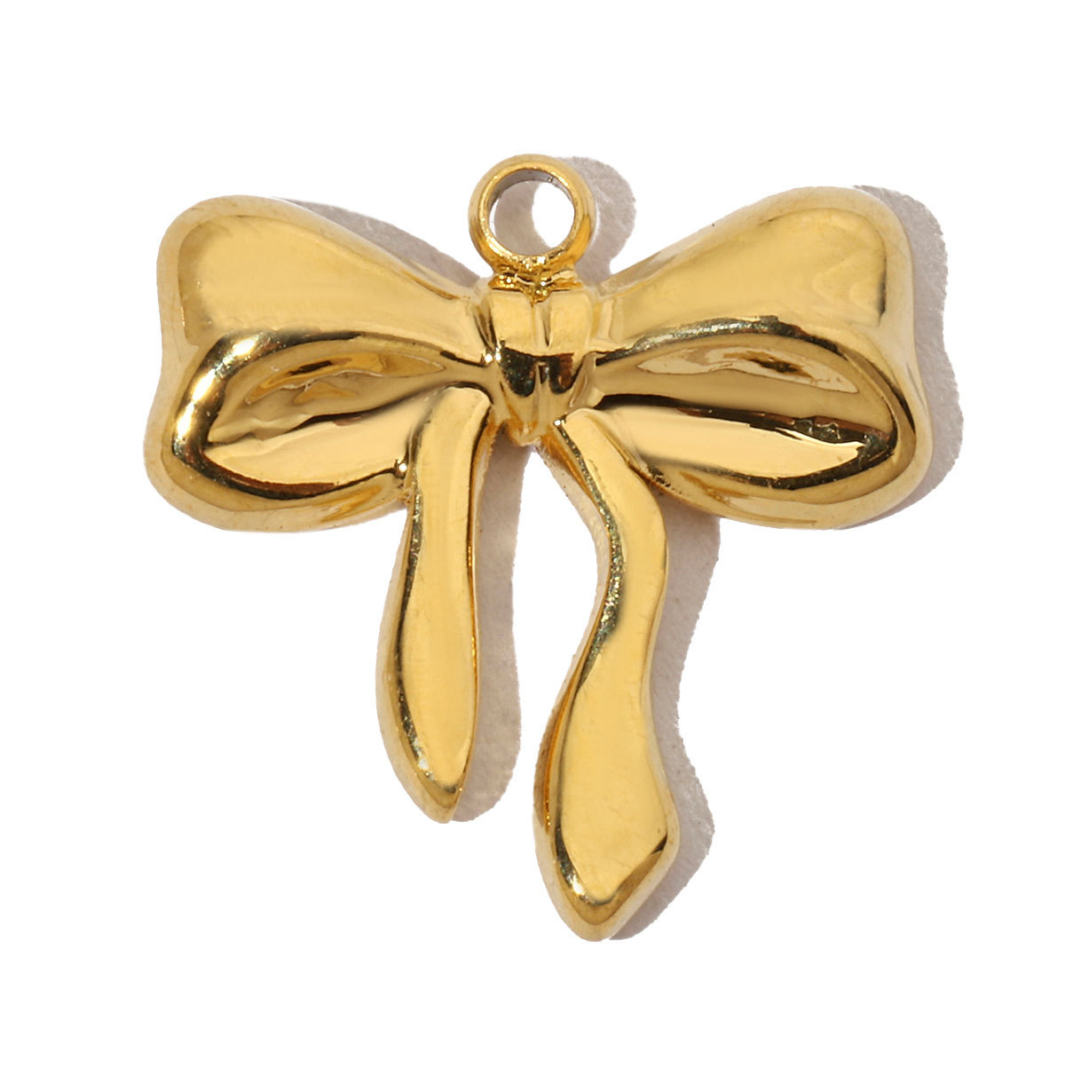 6pcs/pack French Bowknot Stainless Steel Diy Charms Women Two Tone Bear Bracelet Pendant Circle Necklace Jewelry