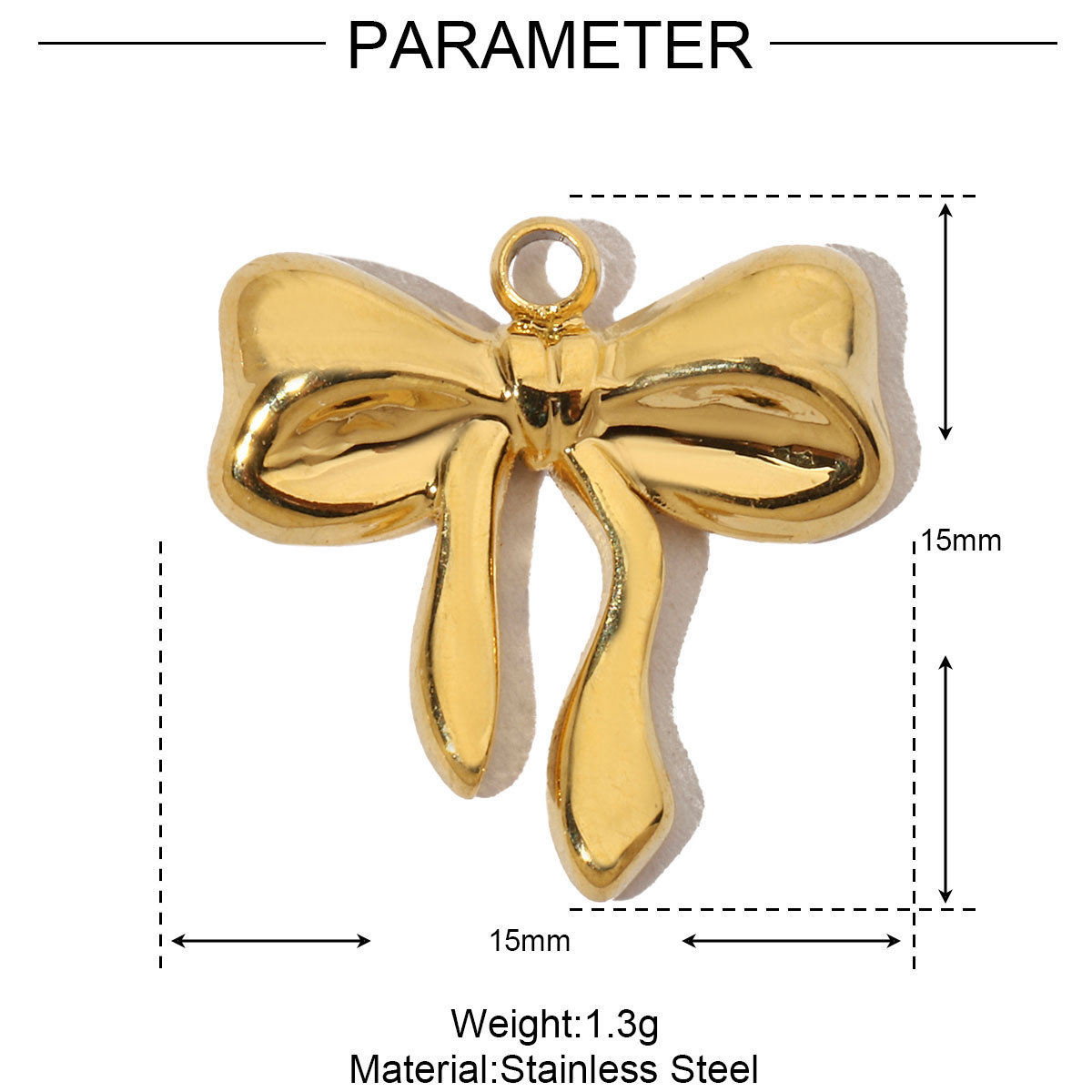 6pcs/pack French Bowknot Stainless Steel Diy Charms Women Two Tone Bear Bracelet Pendant Circle Necklace Jewelry