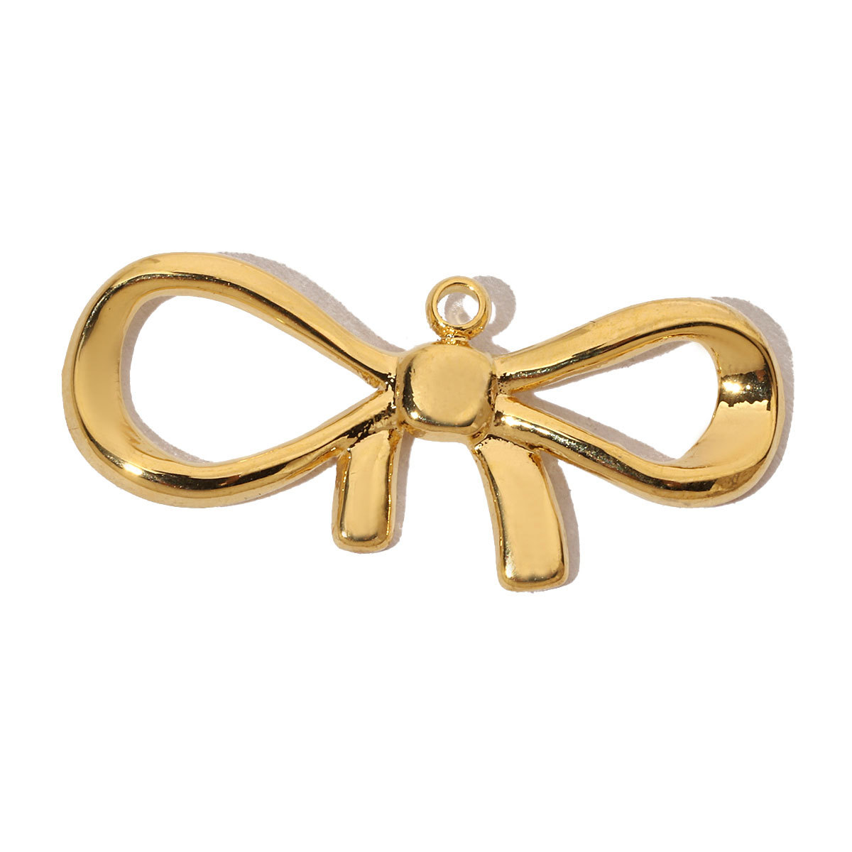 6pcs/pack French Bowknot Stainless Steel Diy Charms Women Two Tone Bear Bracelet Pendant Circle Necklace Jewelry