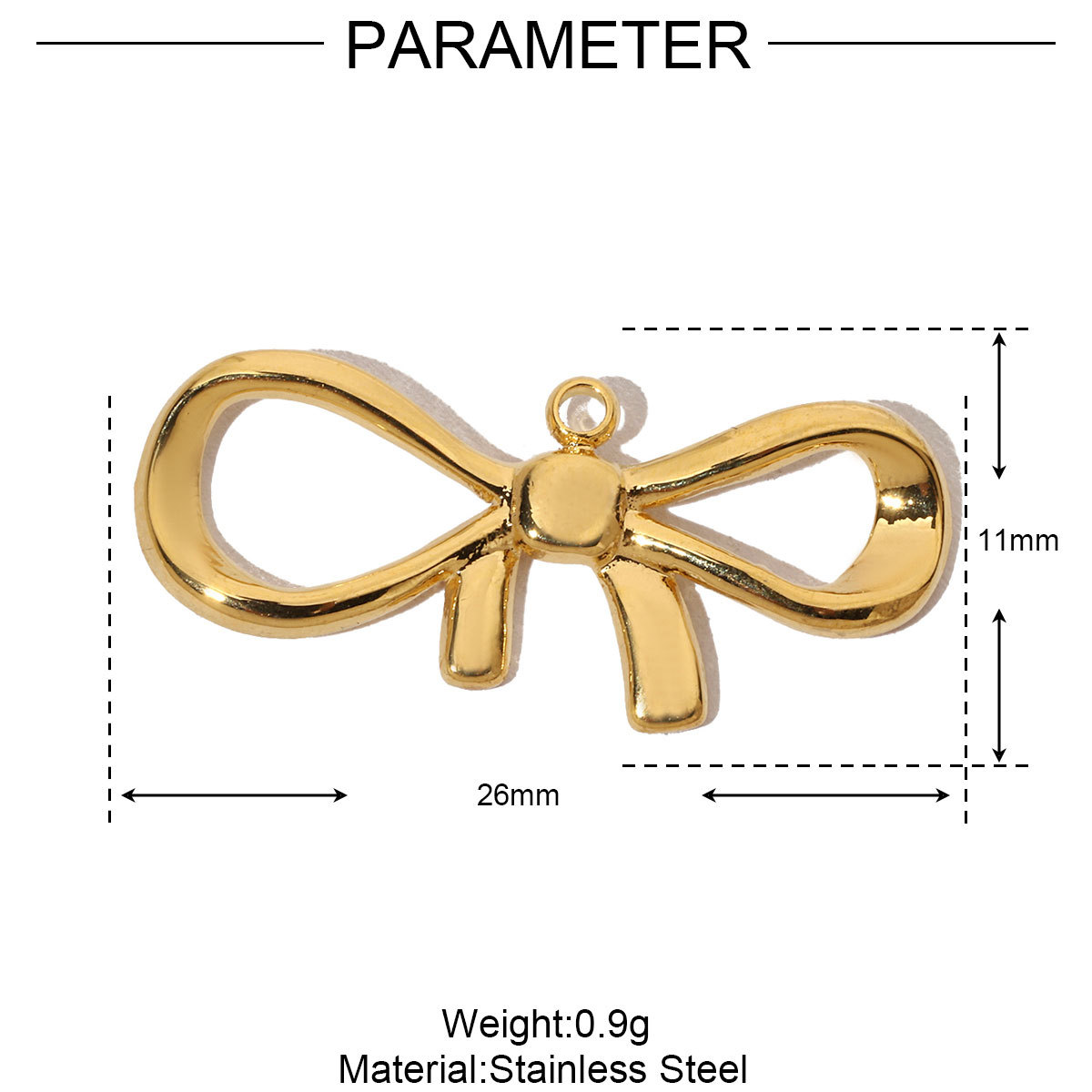 6pcs/pack French Bowknot Stainless Steel Diy Charms Women Two Tone Bear Bracelet Pendant Circle Necklace Jewelry