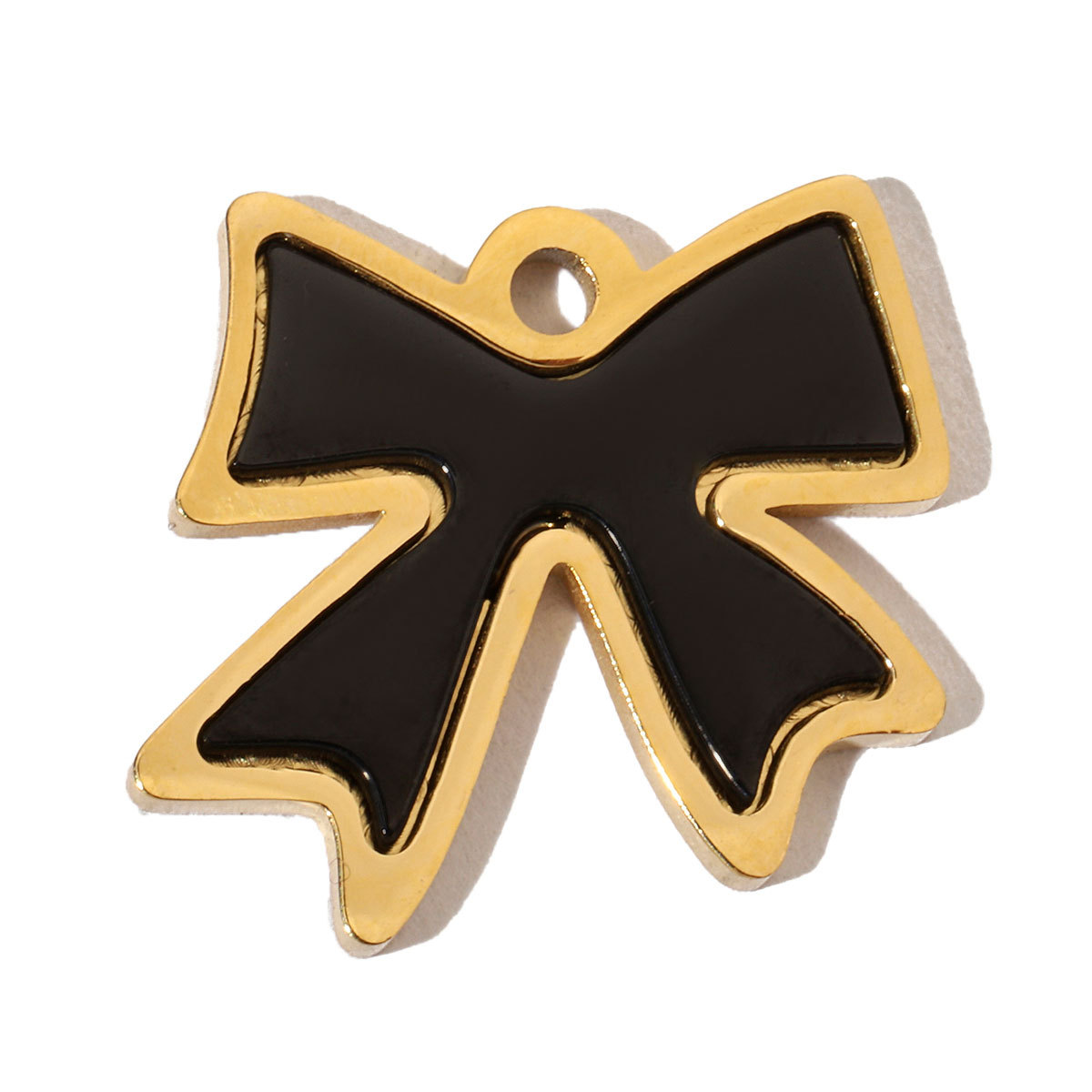 6pcs/pack French Bowknot Stainless Steel Diy Charms Women Two Tone Bear Bracelet Pendant Circle Necklace Jewelry
