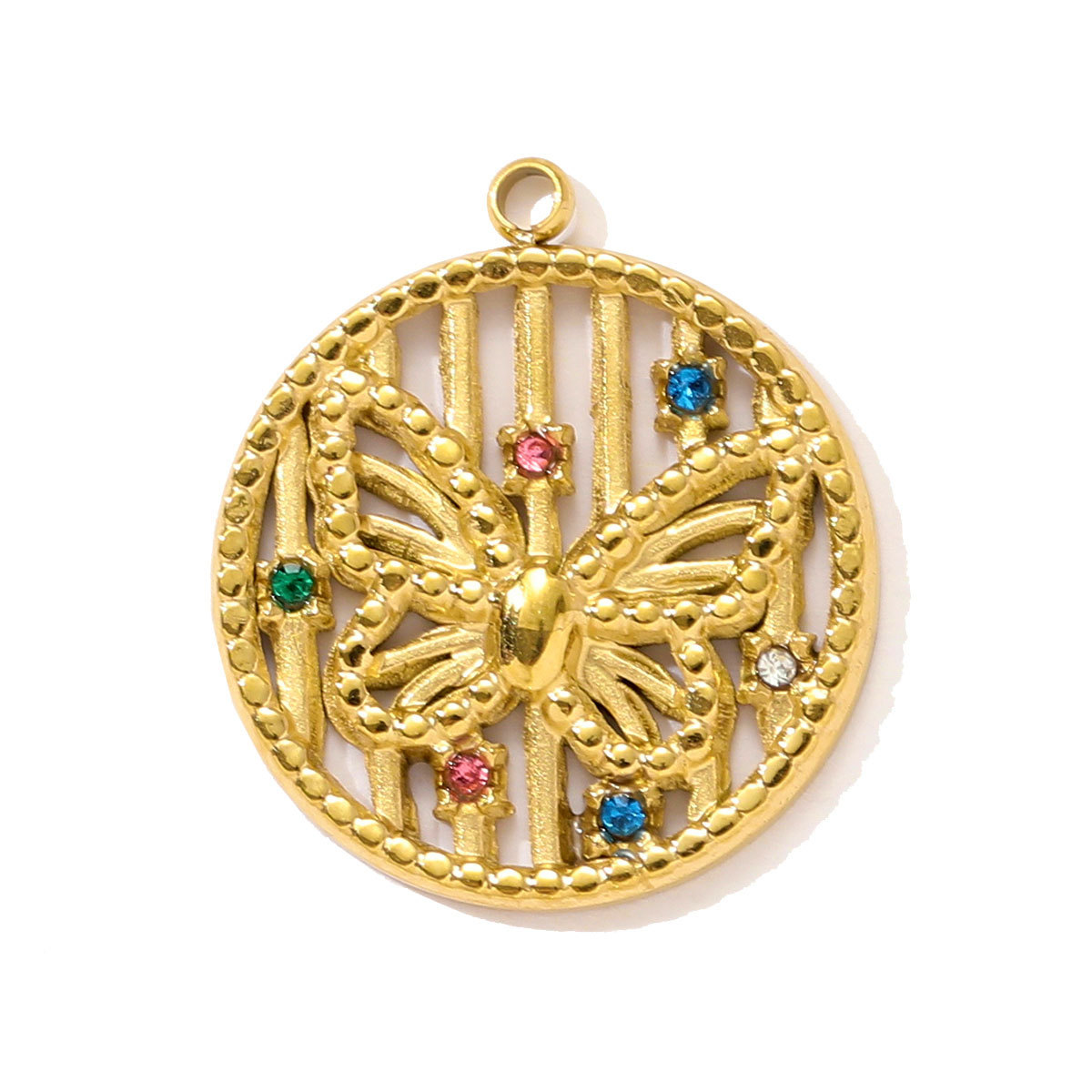 6pcs/pack Stainless Steel Rhinestone Butterfly Star Necklace Pendant Cactus DIY Bracelet Charm Women Hamsa Hand Cross Jewelry