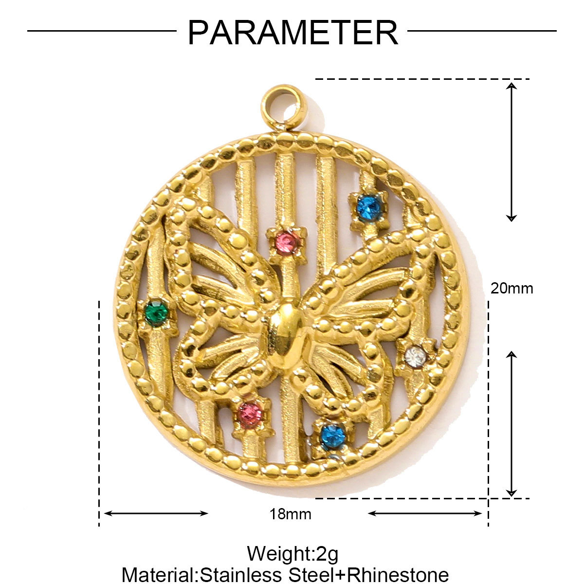 6pcs/pack Stainless Steel Rhinestone Butterfly Star Necklace Pendant Cactus DIY Bracelet Charm Women Hamsa Hand Cross Jewelry