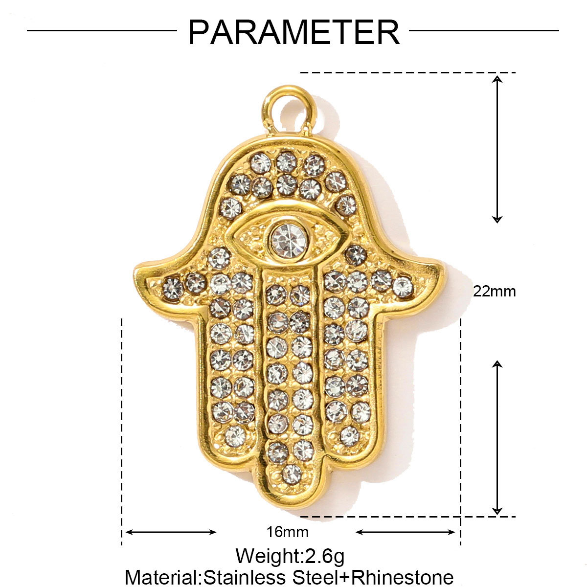 6pcs/pack Stainless Steel Rhinestone Butterfly Star Necklace Pendant Cactus DIY Bracelet Charm Women Hamsa Hand Cross Jewelry