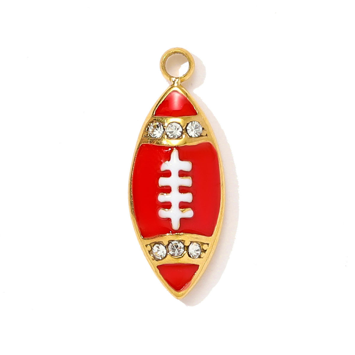 6pcs/pack Sports Stainless Steel Enamel Rugby Sneakers Necklace Pendant Telephone DIY Earring Charm Women Badminton Jewelry