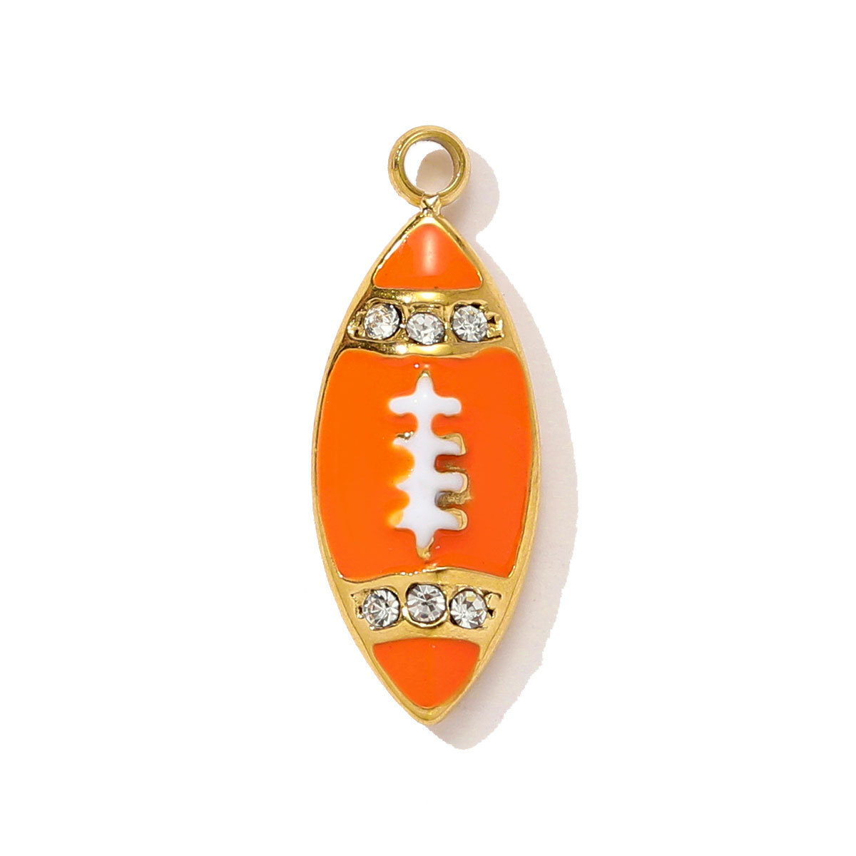 6pcs/pack Sports Stainless Steel Enamel Rugby Sneakers Necklace Pendant Telephone DIY Earring Charm Women Badminton Jewelry