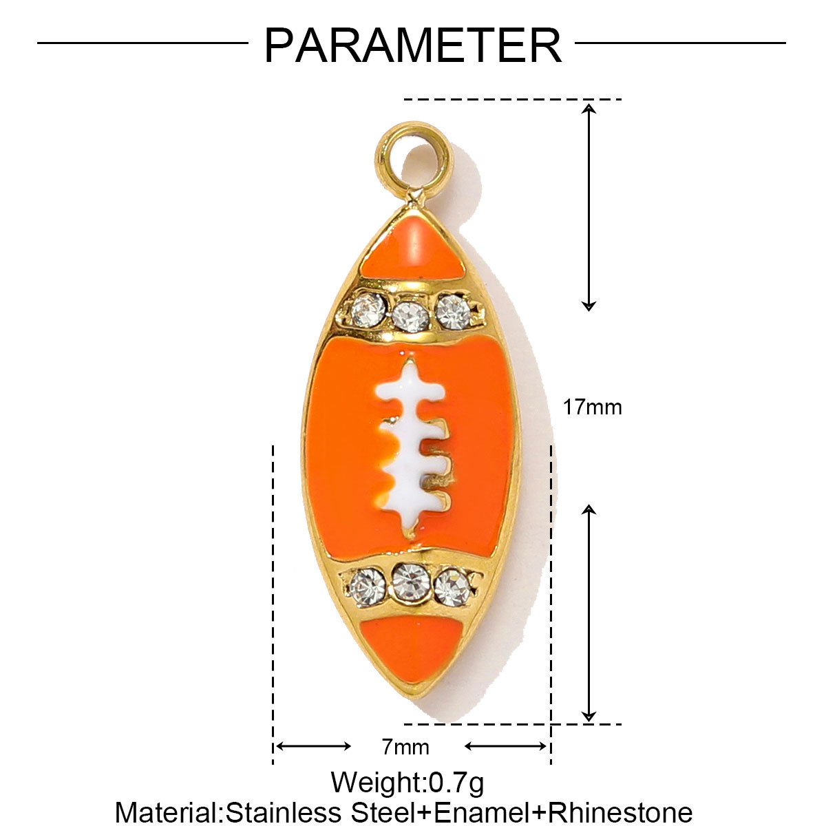 6pcs/pack Sports Stainless Steel Enamel Rugby Sneakers Necklace Pendant Telephone DIY Earring Charm Women Badminton Jewelry