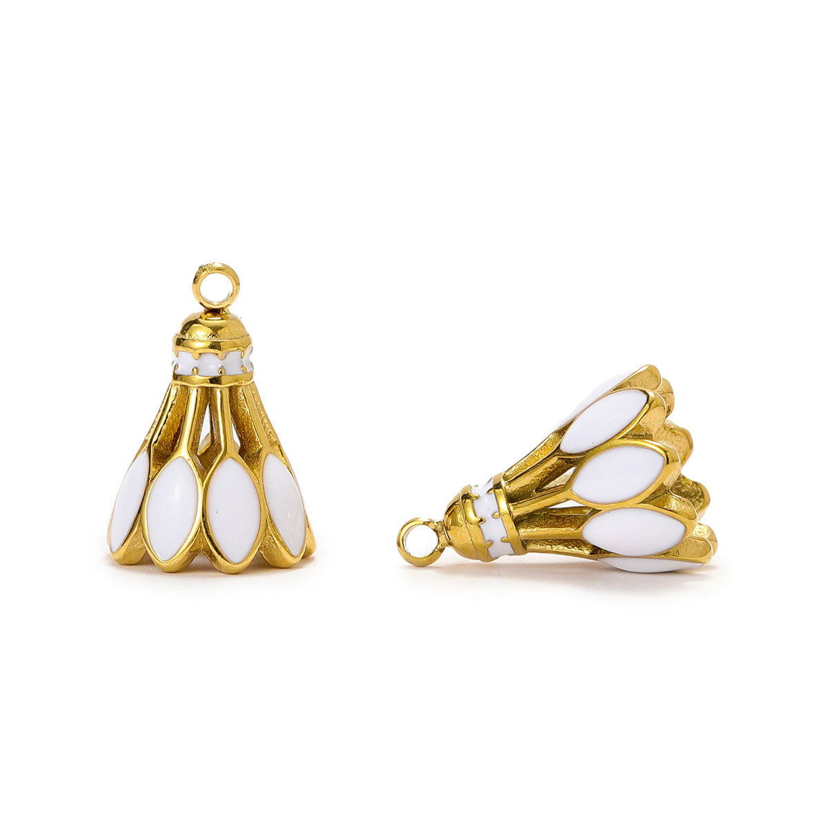 6pcs/pack Sports Stainless Steel Enamel Rugby Sneakers Necklace Pendant Telephone DIY Earring Charm Women Badminton Jewelry