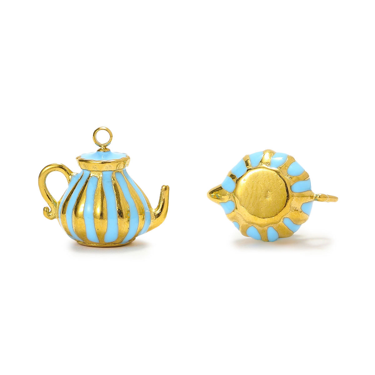 6pcs/pack Stainless Steel Enamel Ice Cream Teapot Necklace Pendant Cup Cake DIY Earring Charm Women Mushroom Jewelry
