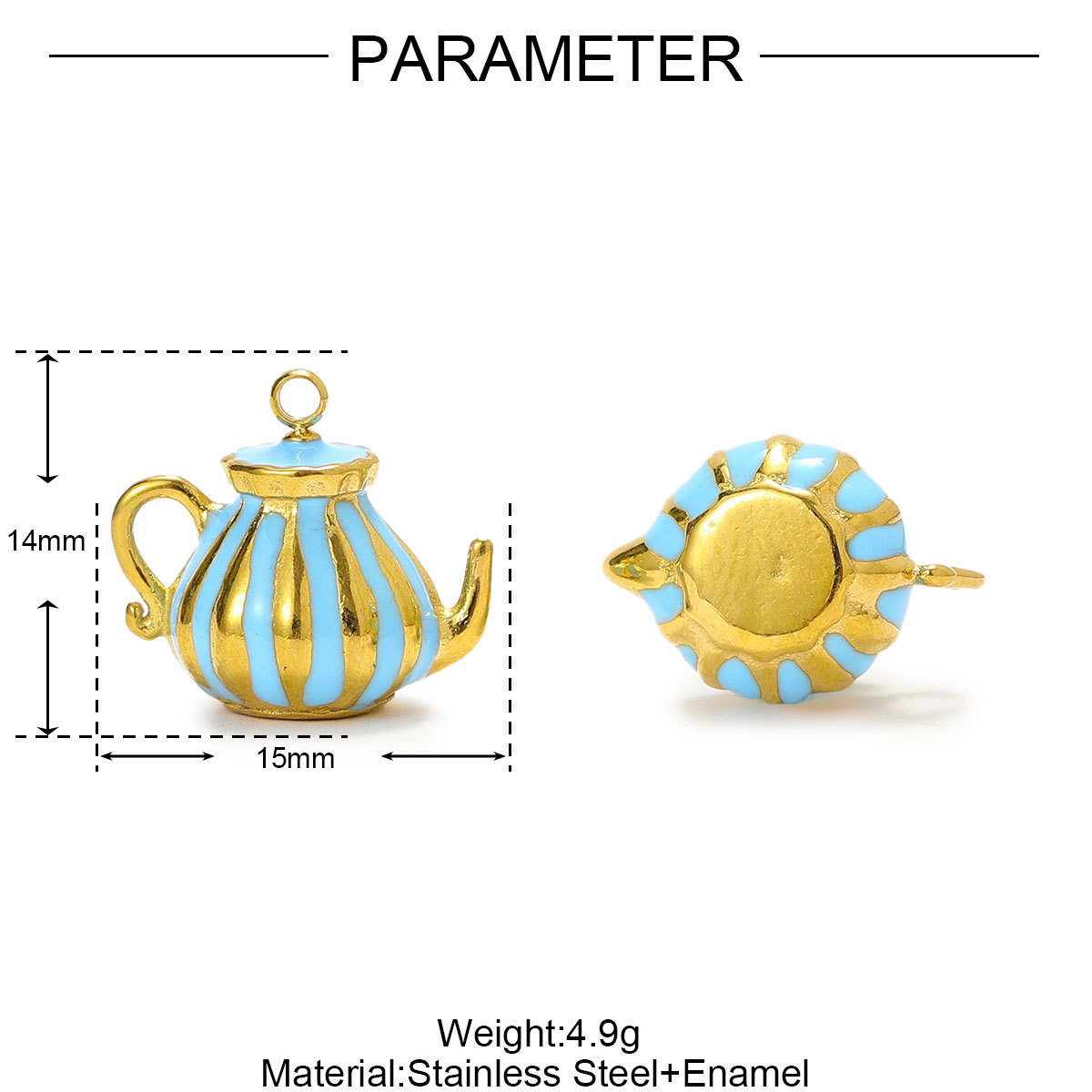 6pcs/pack Stainless Steel Enamel Ice Cream Teapot Necklace Pendant Cup Cake DIY Earring Charm Women Mushroom Jewelry