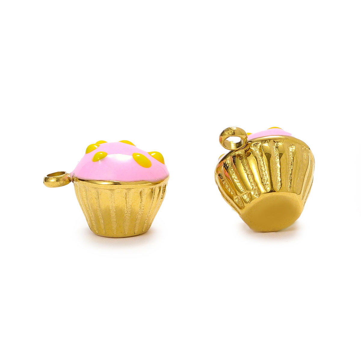 6pcs/pack Stainless Steel Enamel Ice Cream Teapot Necklace Pendant Cup Cake DIY Earring Charm Women Mushroom Jewelry