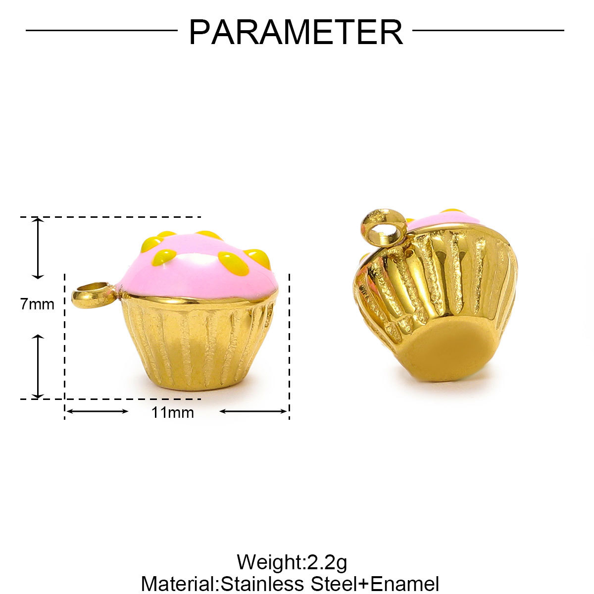 6pcs/pack Stainless Steel Enamel Ice Cream Teapot Necklace Pendant Cup Cake DIY Earring Charm Women Mushroom Jewelry