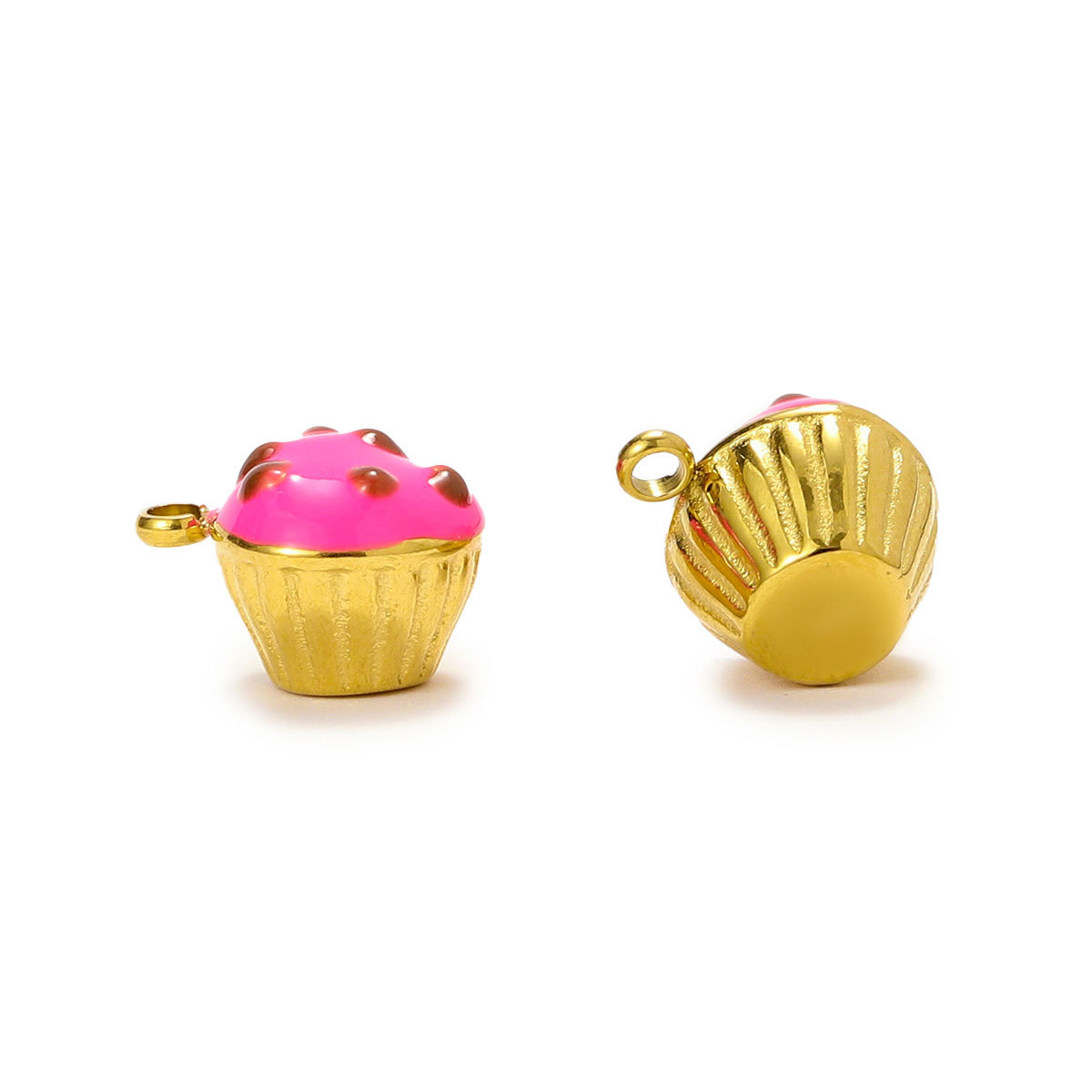 6pcs/pack Stainless Steel Enamel Ice Cream Teapot Necklace Pendant Cup Cake DIY Earring Charm Women Mushroom Jewelry