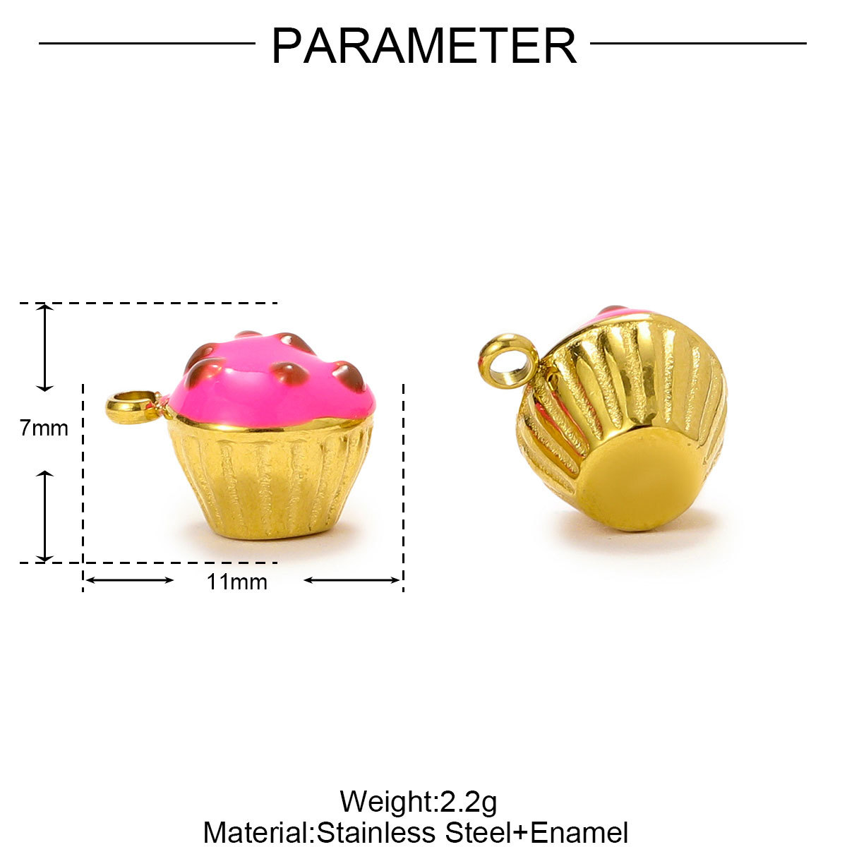 6pcs/pack Stainless Steel Enamel Ice Cream Teapot Necklace Pendant Cup Cake DIY Earring Charm Women Mushroom Jewelry
