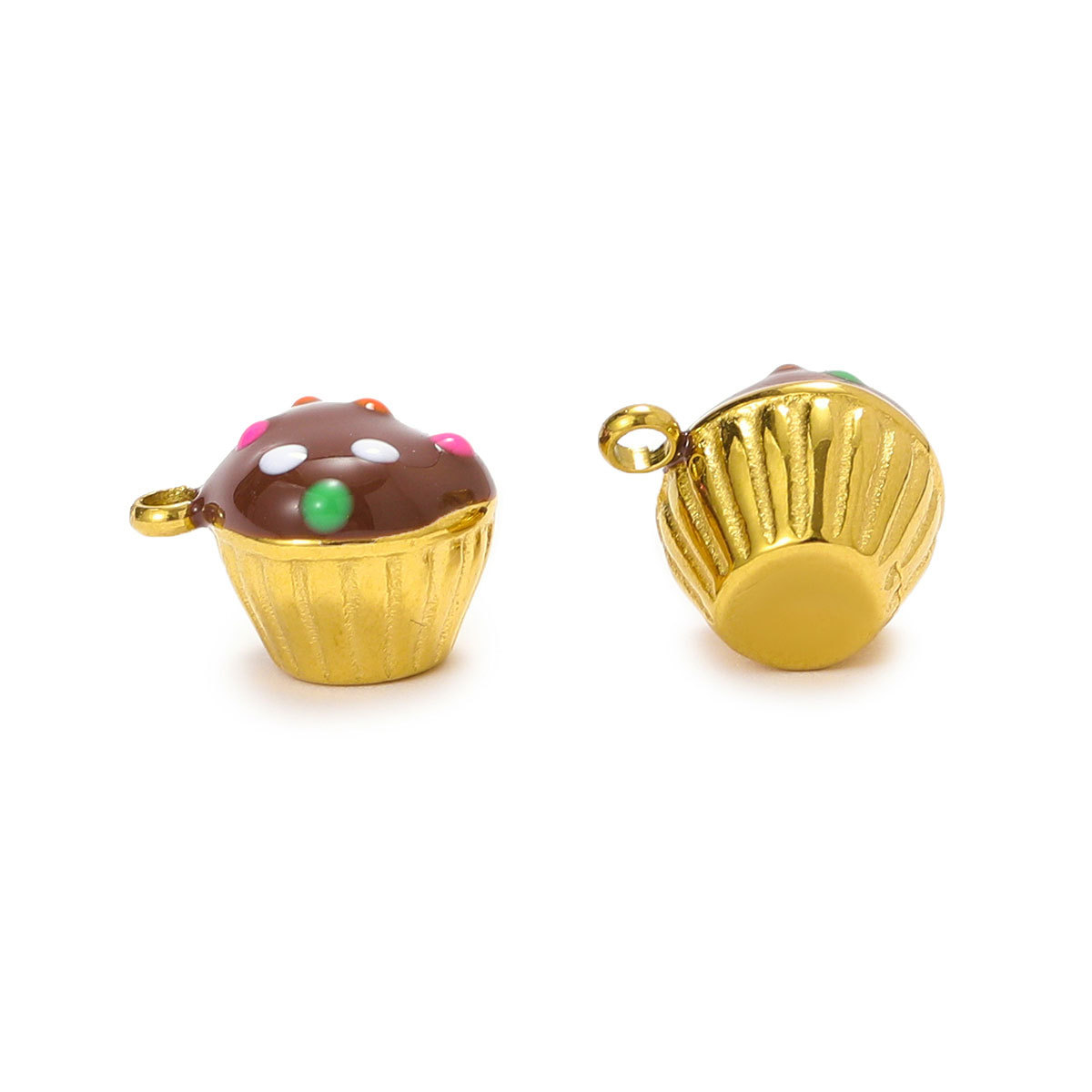 6pcs/pack Stainless Steel Enamel Ice Cream Teapot Necklace Pendant Cup Cake DIY Earring Charm Women Mushroom Jewelry