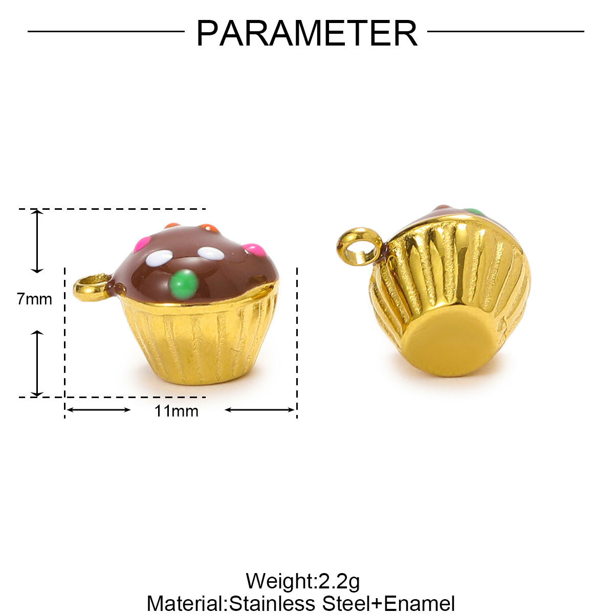 6pcs/pack Stainless Steel Enamel Ice Cream Teapot Necklace Pendant Cup Cake DIY Earring Charm Women Mushroom Jewelry