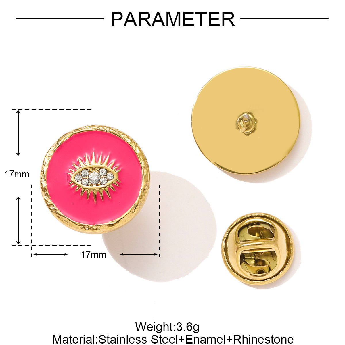 6pcs/pack Fashion Stainless Steel Enamel Plam Tree Love Heart Brooch Crab Luck Eye Starfish Jewelry Pin For Women Daily Wear